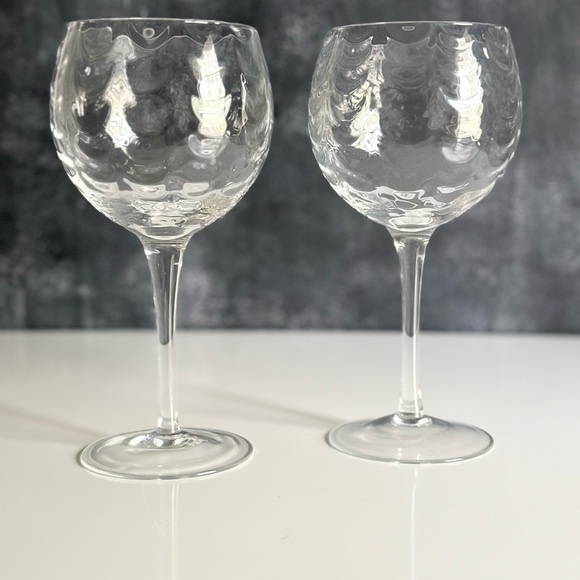 Waterfall Clear Glass Wine Glasses west Virginia Glass Company Optic Loop - Picture 1 of 9